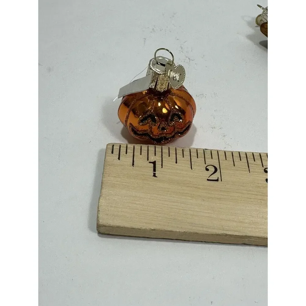 Old World‎ Christmas Glass Christmas Ornament OWC Small Pumpkin + Owl Both RARE